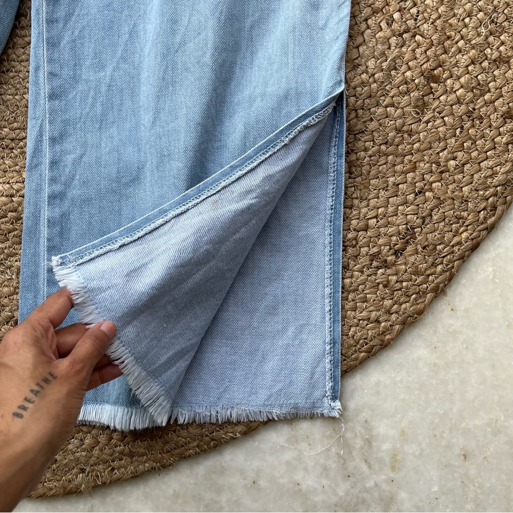 Blue Straight Pants with side slits - Picture 7 of 9